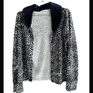 Vintage Animal Print with Faux Fur Cardigan